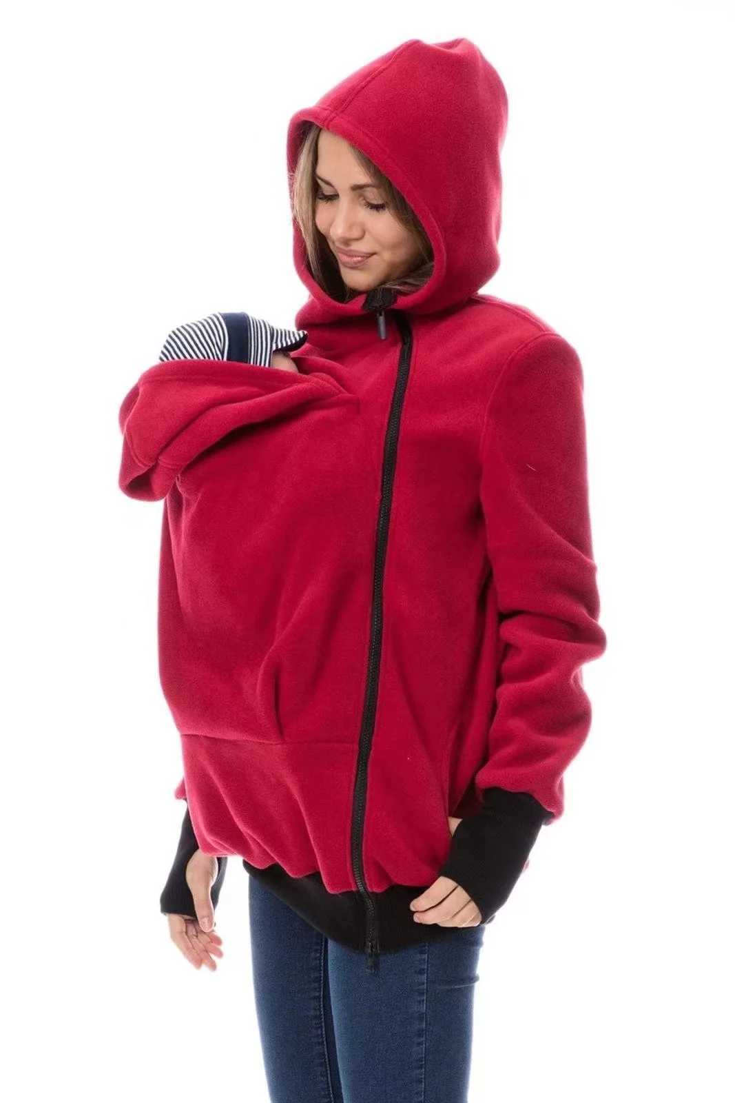 Maternity Warm in Winter Kangaroo Hoodie Coat for Mom Daddy Baby Wearing Sweatshirt Hooded Coat Jacket for Baby Carriers W250207
