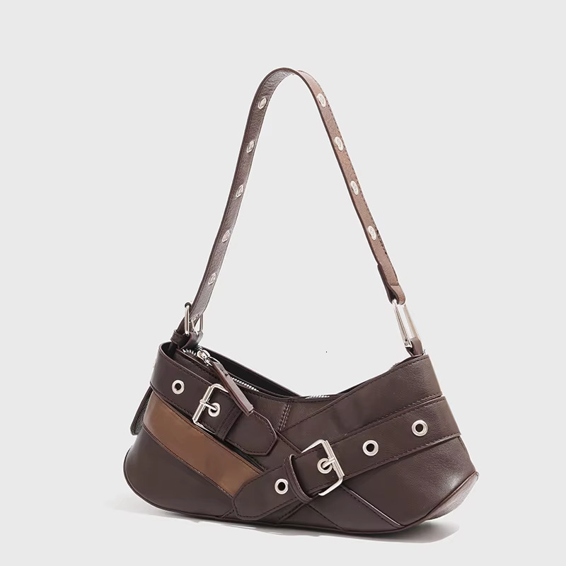 Vintage Belts Deco Women Shoulder Bags Designer Armpit Punk Motorcycle Bag Pu Leather Lady Handbag PU Casual