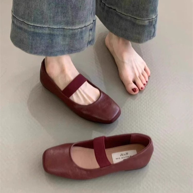 Square Toe New Women Ballet Flats Fashion Shallow Elastic Band Spring Autumn Ladies Comfort Soft Sole Ballerina Shoes 241014