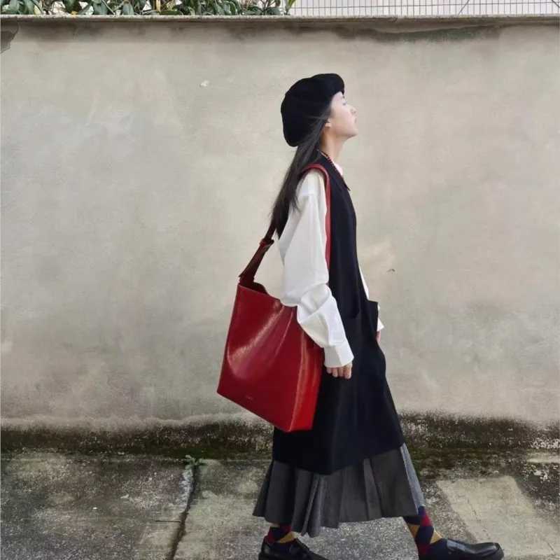 JIAERDI Vintage Red Tote Bag Purse Wen High Street Leather Large Capacity Casual Crossbody Bags Fem Messenger Bag Y2k B250618
