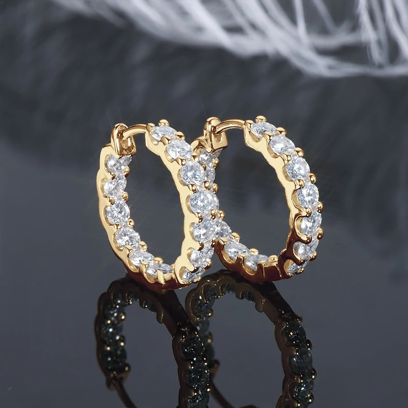 IOGOU 2024 Hoop Stud Earrings 100% Silver 925 m D Color For Women Classic Jewelry Top Sale Rose Gold Plated Earring 250207