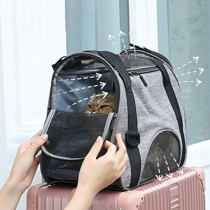 Cat Dog Soft-Sided Pet Travel Breathable Mesh Small Dog Cat Outdoor Tent Outgoing Pets Handbag 250206