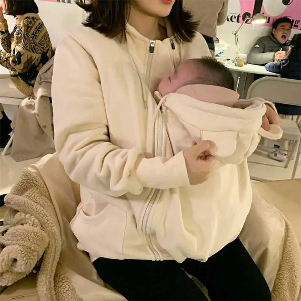 Winter Pregnancy Clothes Maternity Jackets Kangaroo Coat Baby Carrier Clothing Casual Hooded Mommy Outerwear Maternity Wear W250207