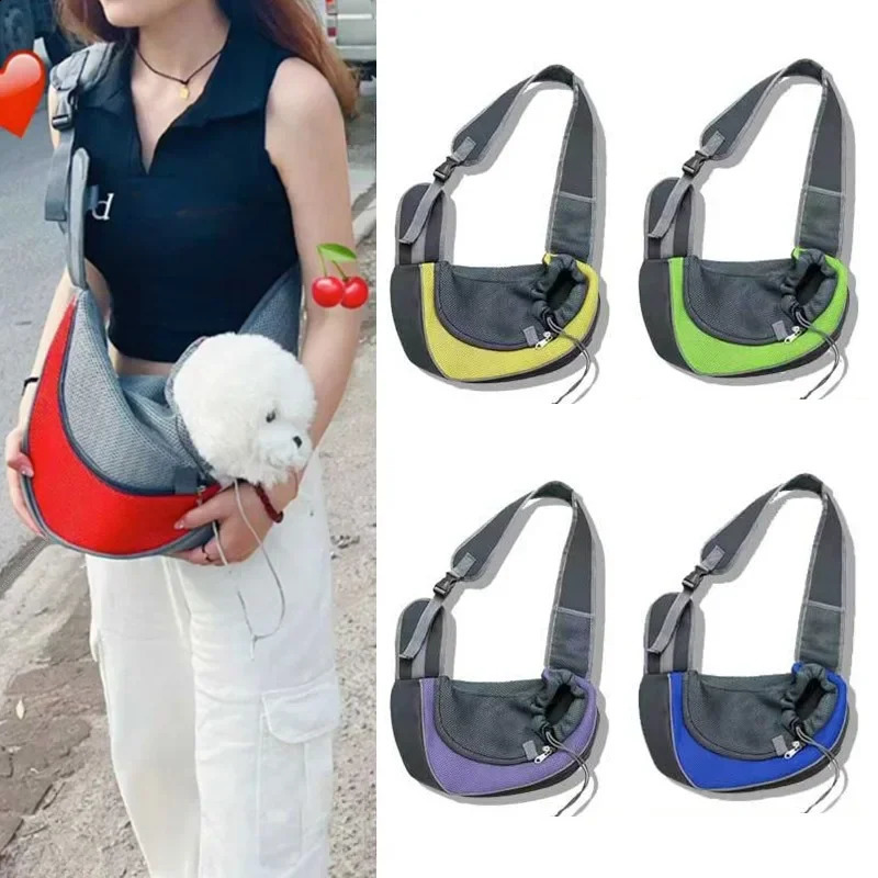 Portable Pet Front Bag Dog Backpack Mesh Breathable Pet Shoulder Bag Outgdoor Travel Puppy Slings Handbag Tote Pouch 250206