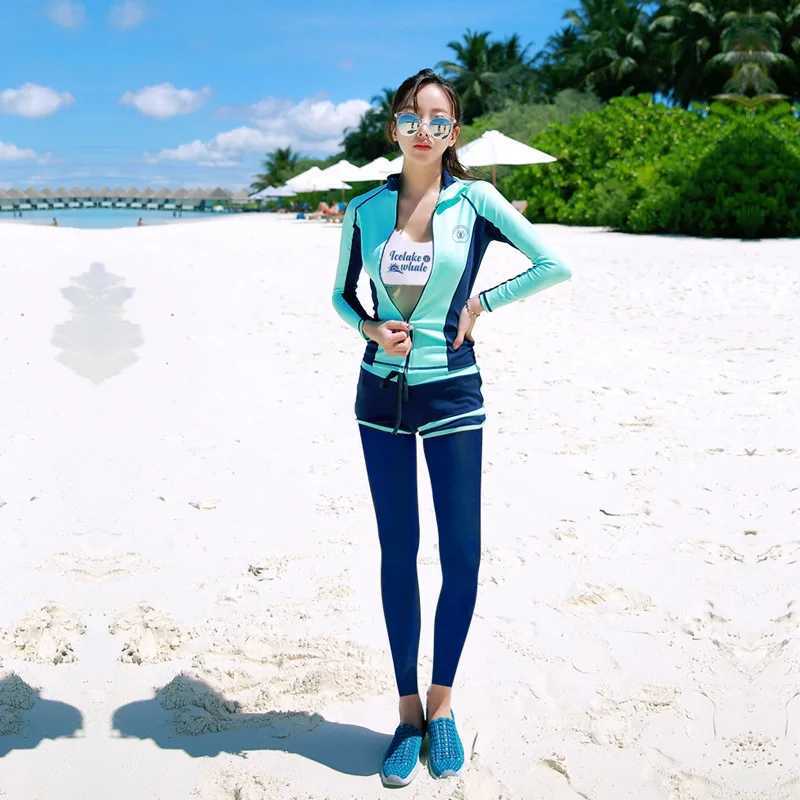 Family Matching Swimwear Couple Long-Sleeved Bathing Suit Family Seaside Sun Protection Set Men Women Boy Girl Diving Clothes W250207