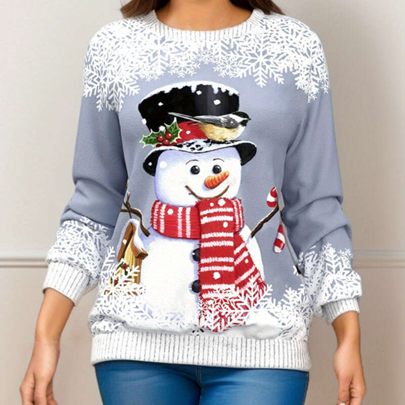 women's hot selg Christmas printed shoulder print t 2024 new casual versatile fashion clothing