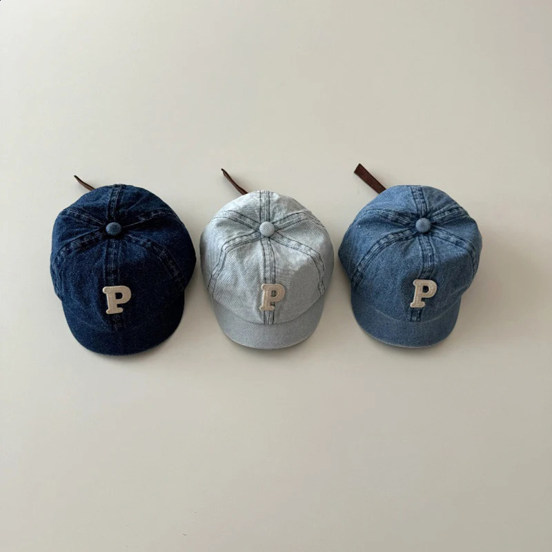 Retro Denim Baseball Cap for Baby Letter Short-brim Sun Hat Summer Adjustable Kids Boys Girls Peaked Caps 250206