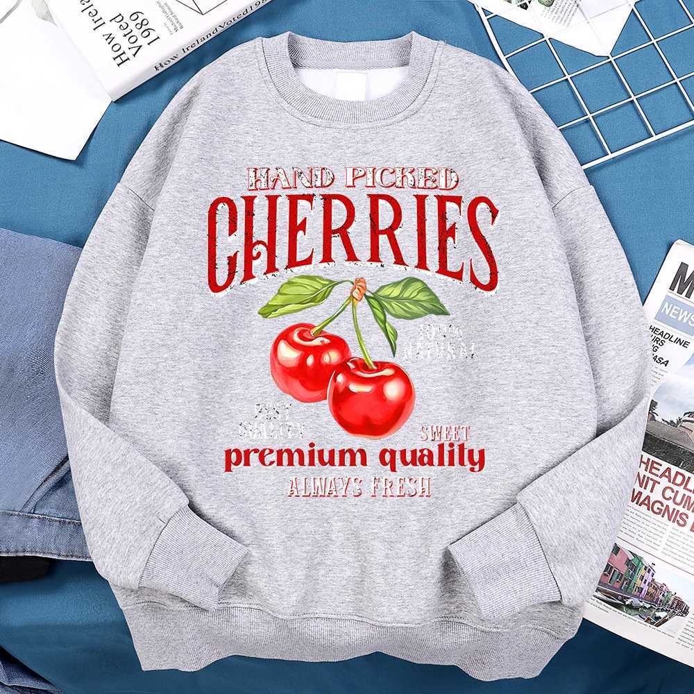 Handmade cherry high-quality hoodie mens Harajuku loose hoodie oversized loose clothing fashionable fitness sweatshirt womens W250207
