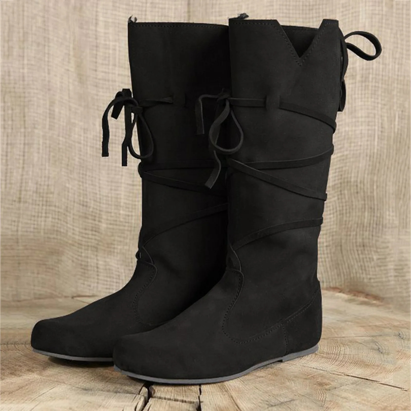 Medieval Viking Costume Retro MenS Knight Boots Pu Leather Nordic Warrior Cosplay Fancy Carnival Party Anime Shoes WomenS Boot 250117