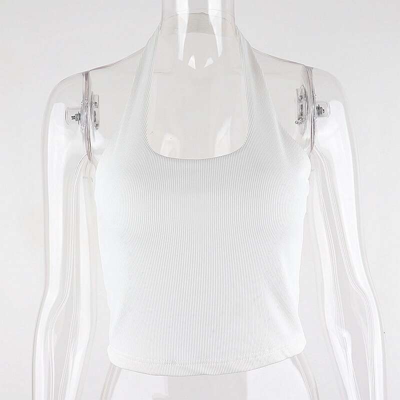 Bu Jia Di hot selg women's European American spicy girls spring and summer items exposed navel sleeveless hanging neck ribbed bottom vest 2025 te