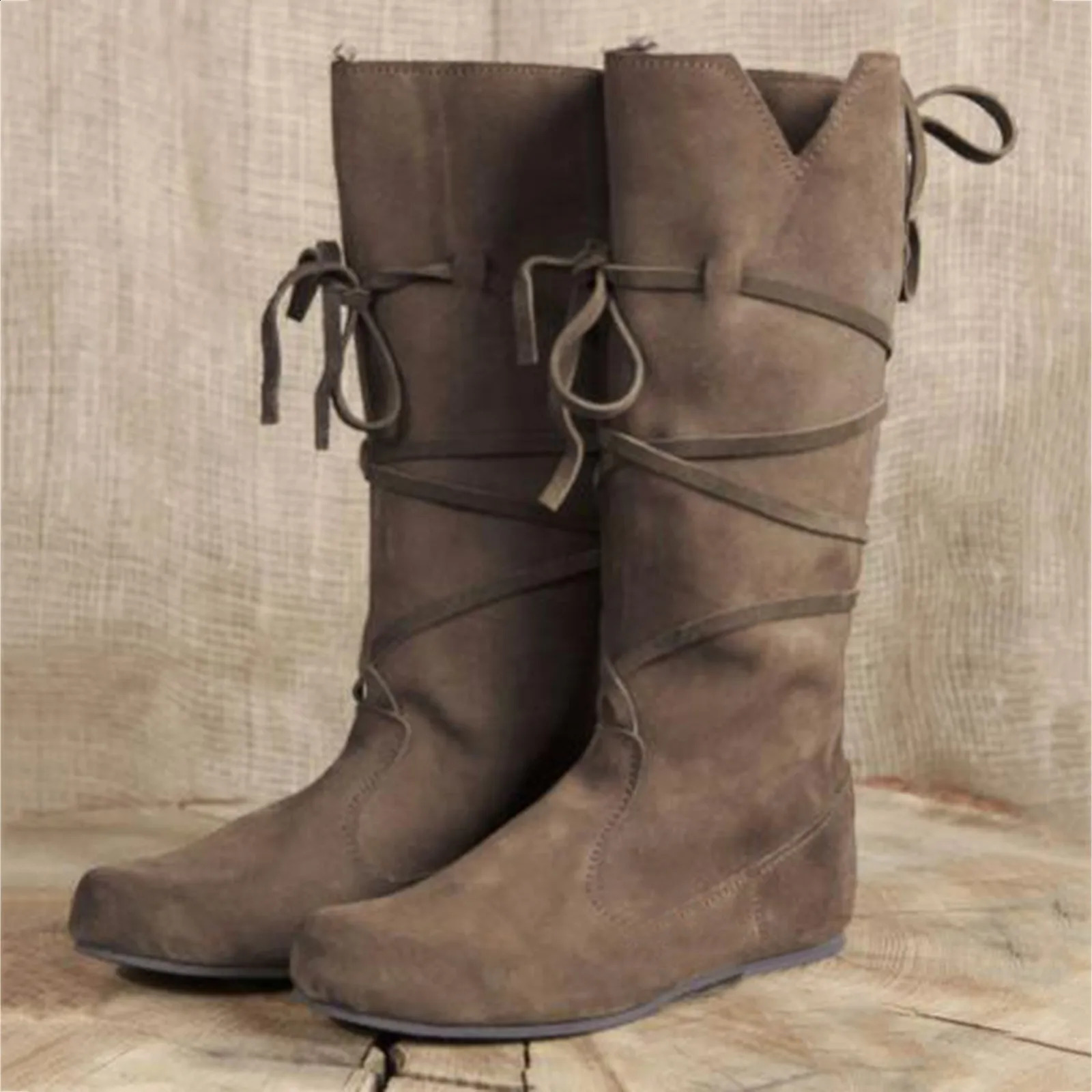 Medieval Viking Costume Retro MenS Knight Boots Pu Leather Nordic Warrior Cosplay Fancy Carnival Party Anime Shoes WomenS Boot 250117