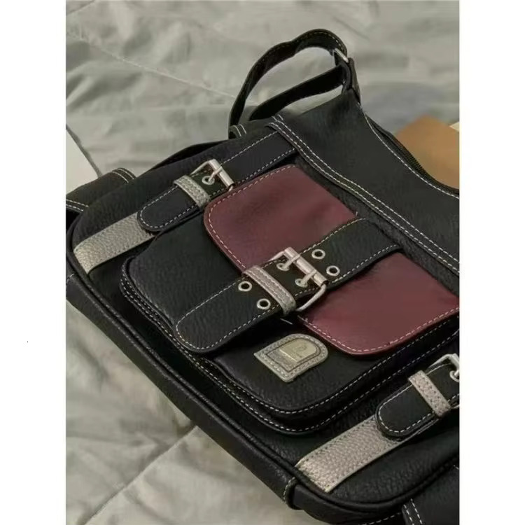 Y2k Vintage Crossbody Women's Tote High Quality PU Leather Shoulder Hip Hop Messenger Bag Female Large Handbag Commuter PU Preppy Style