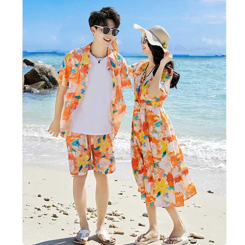 Holiday Parents Children Beach Clothes Vacation Family Brother Sister Matching Clothing Mom Daughter Dress Dad Son Shirts Sets W250207