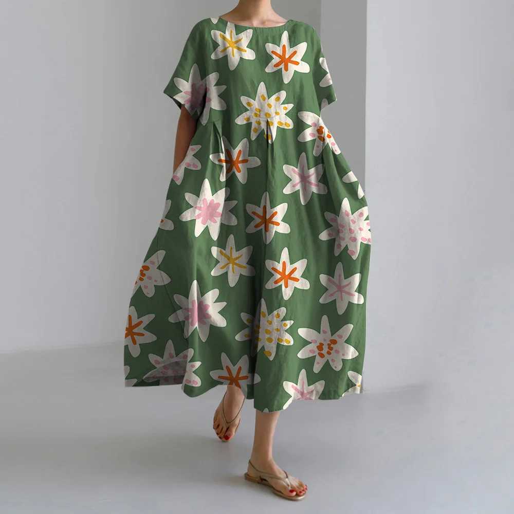Summer Womens Fashion Floral Printed Dresses Ele Short Sve Long Dresses Casual Home Robe Exquisite Dinner DressesXJ2500207