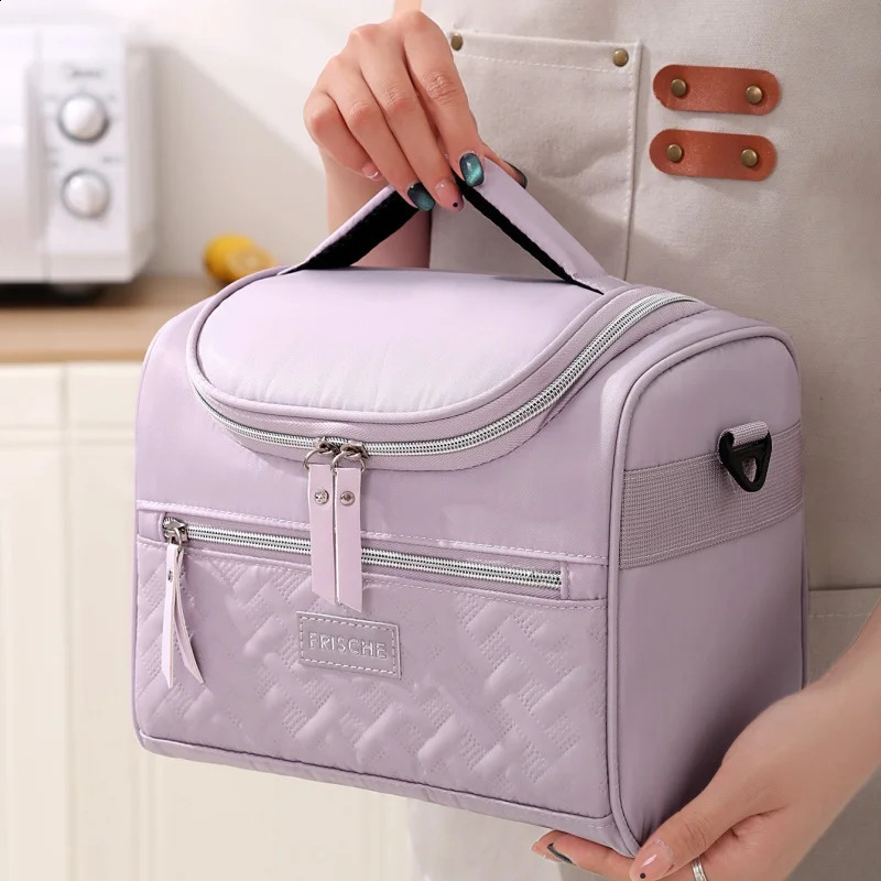 Portable Lunch Bag Food Thermal Box Durable Waterproof Office Cooler Lunchbox with Shoulder Strap Picnic for Couples Unisex 250206