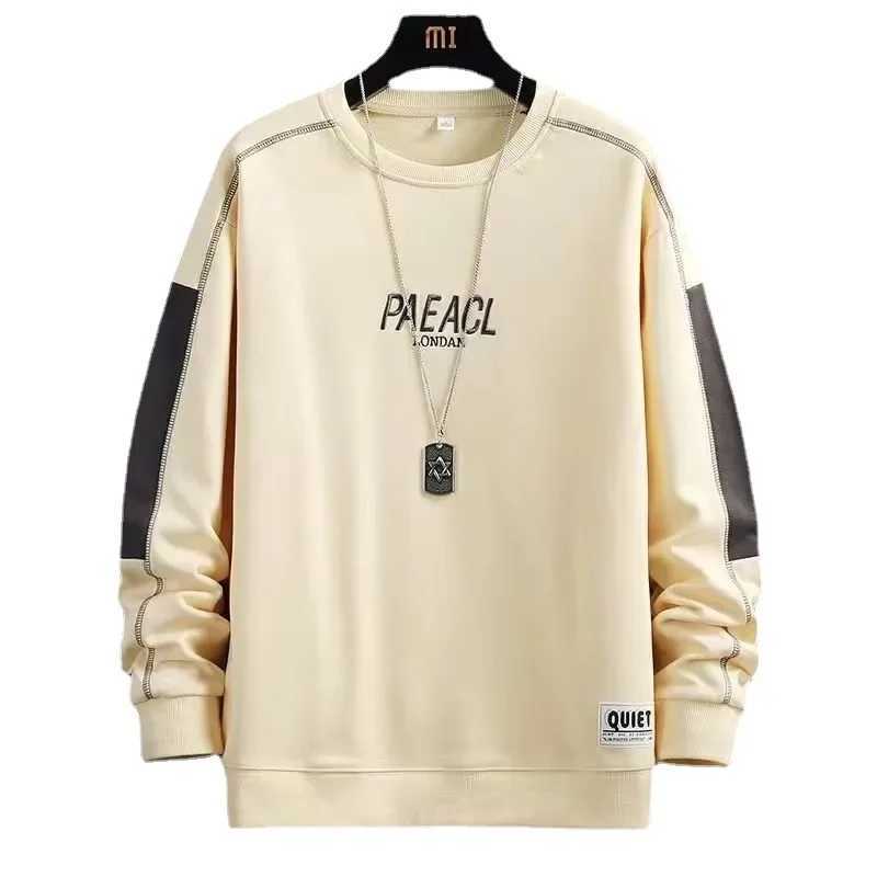 New mens round neck sportswear fashionable Korean long sleeved youth printed top casual loose fit hooded sweatshirt W250207
