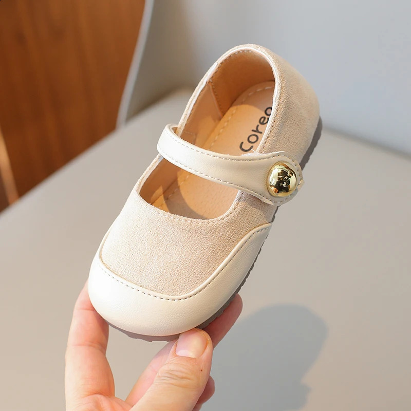 Spring Autumn Solid Children Flats Shoes Shallow Party PU Toddler Girls Princess Shoes Anti Slip Hook Loop Kids Mary Janes 250206