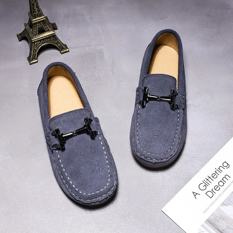 Quality Kids Childrens Loafers For Boys Girls Shoes Moccasins Suede Children Flats Casual Boat Wedding Leather Shoes Autumn 250206