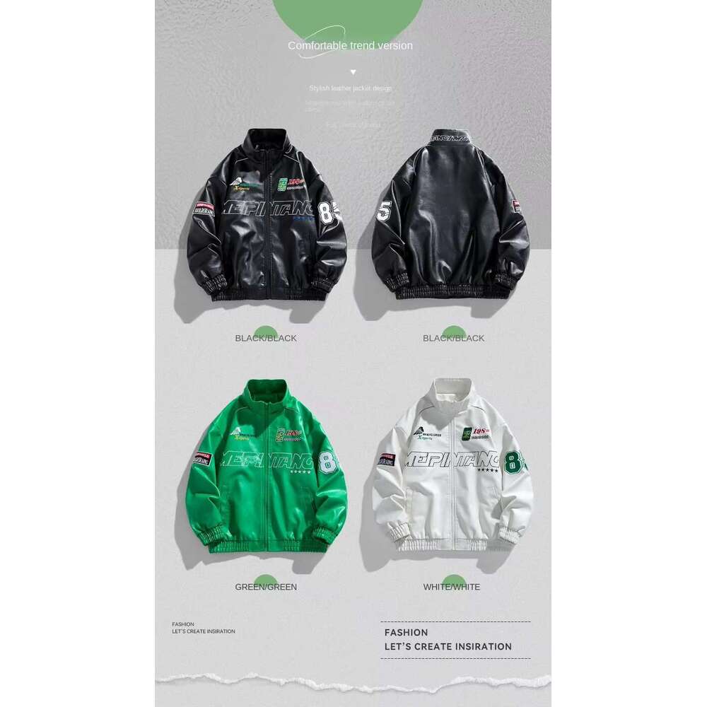 Men's Leather Jacket American Leather Jacket Male Autumn Winter Street Pilot Motorcycle Clothing Hiphop Trend Fashion Loose Handsome Top Coat