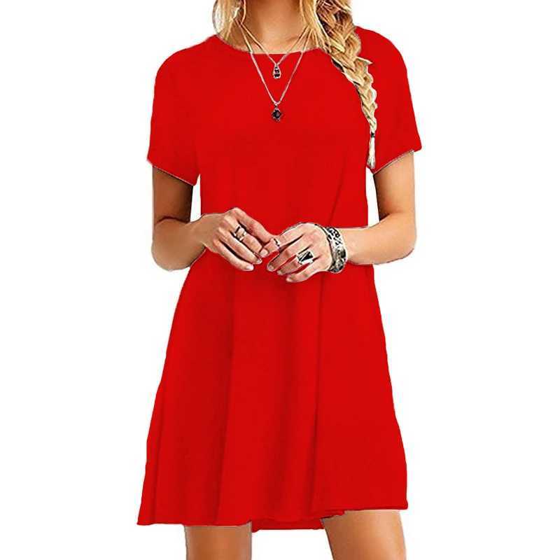 Women Casual Short Sve T Shirt Dress Vintage O Neck Print Loose Mini Dress Ele Simple Mini Dress Streetwear SundressXJ2500207