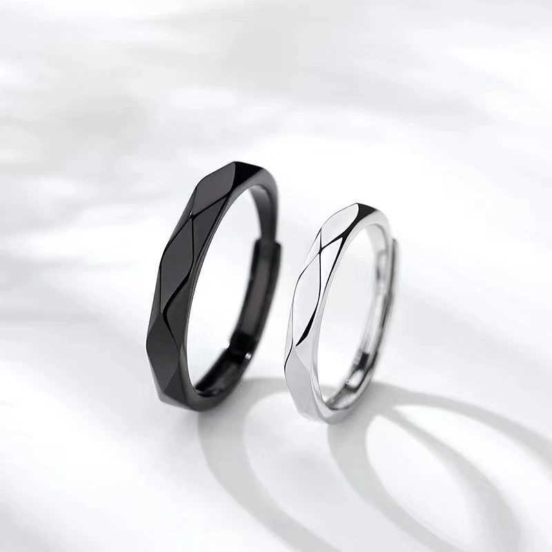 Korean Fashion 1Pair Simple Couple Zircon Rings For Women Men Couple Goth Ring Luxury Opening Finger Ring Lovers Jewelry Gifts W250207