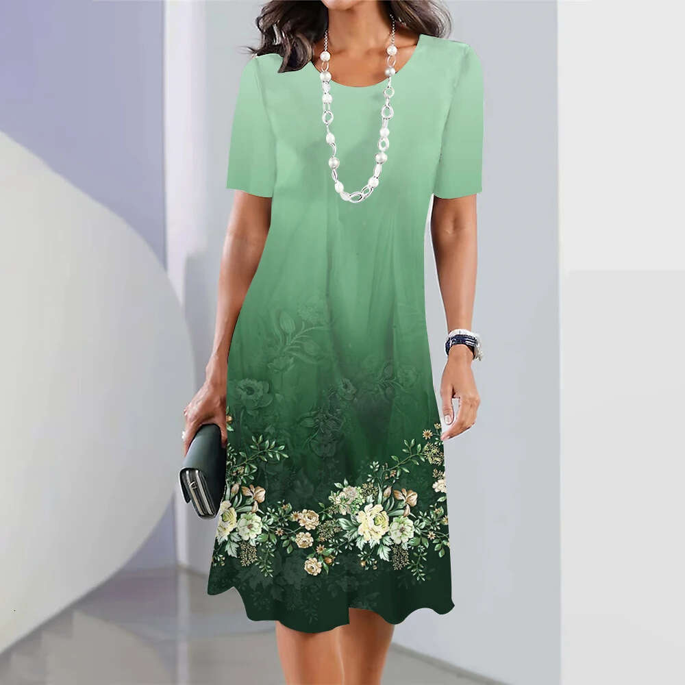 Hot selg wer 3D digital printing fashionable loose women's plus size round neck dress 2024 new casual fashion trend clothing