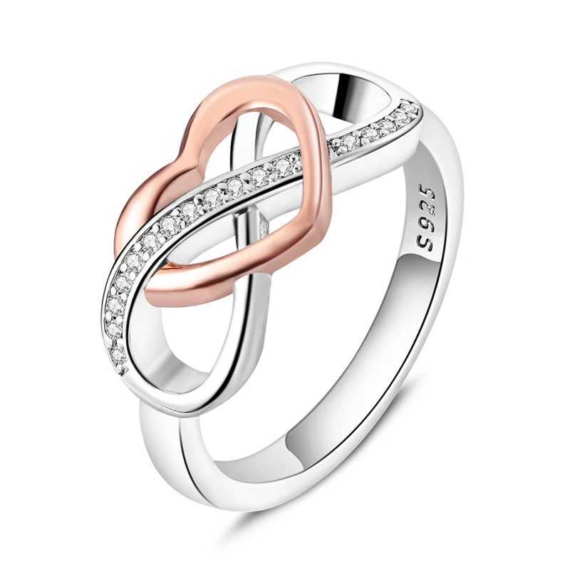 Beautiful 925 Sterling Silver Infinite Hollow Heart Coupled Double Pattern Ring For Womens Exquisite Jewelry W250207