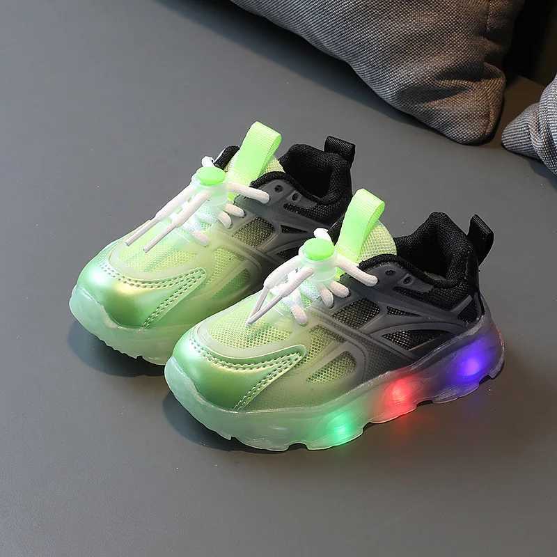 Kids Breathable Glowing Light Shoes Girls Shining Light Sports Sneakers Kids LED Sneakers Childrens Light-emitting Sports ShoesXJ250207