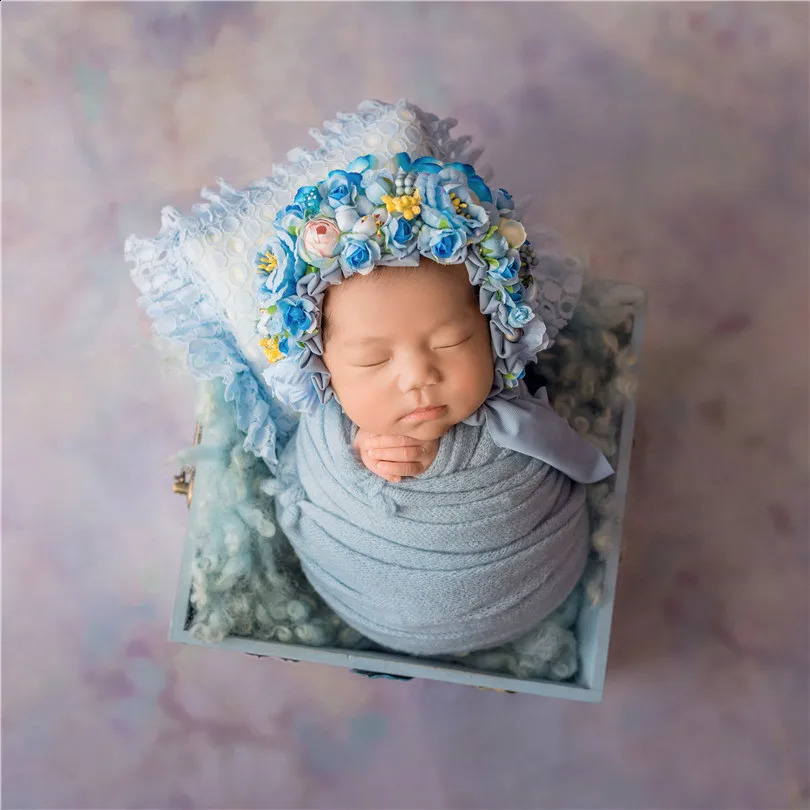 Pink Sunflower Garden Floral Bonnet Hat Knit born Flower Bonnet Pography Shoot Baby Girl Hat Po Props 250206