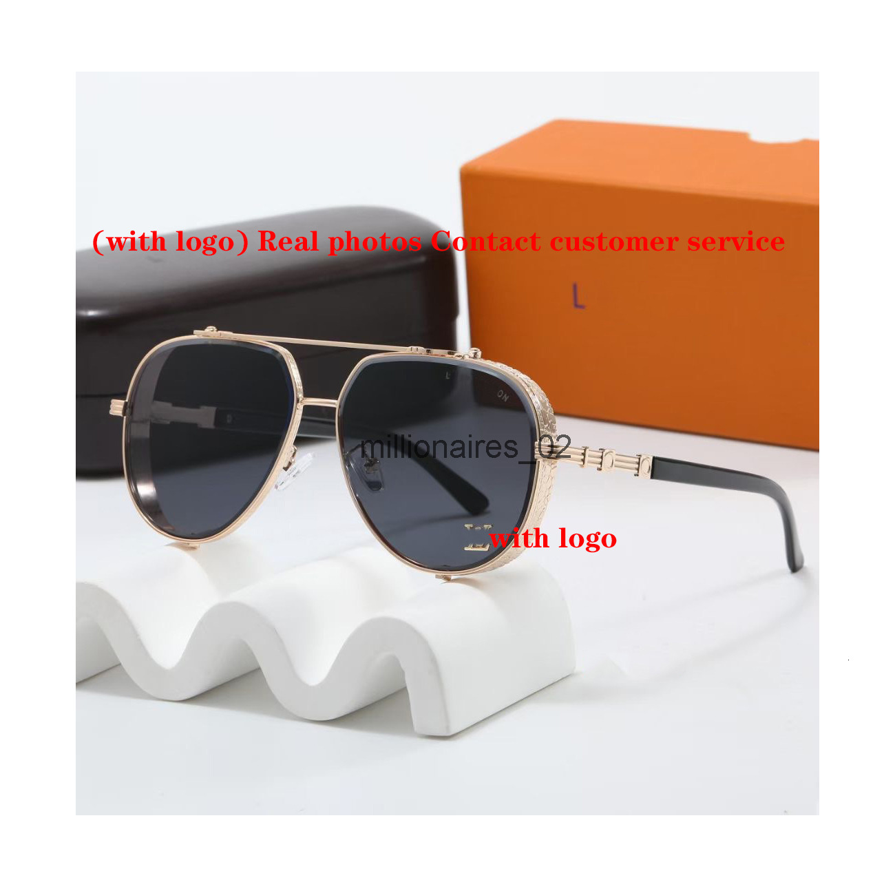 Designer Millionaire Sunglasses Cycle Luxury Polarize Sports Lvt Sunglasses Woman Man Brand Fashion Alloy Cat Eye Golden Black Sun Glasses