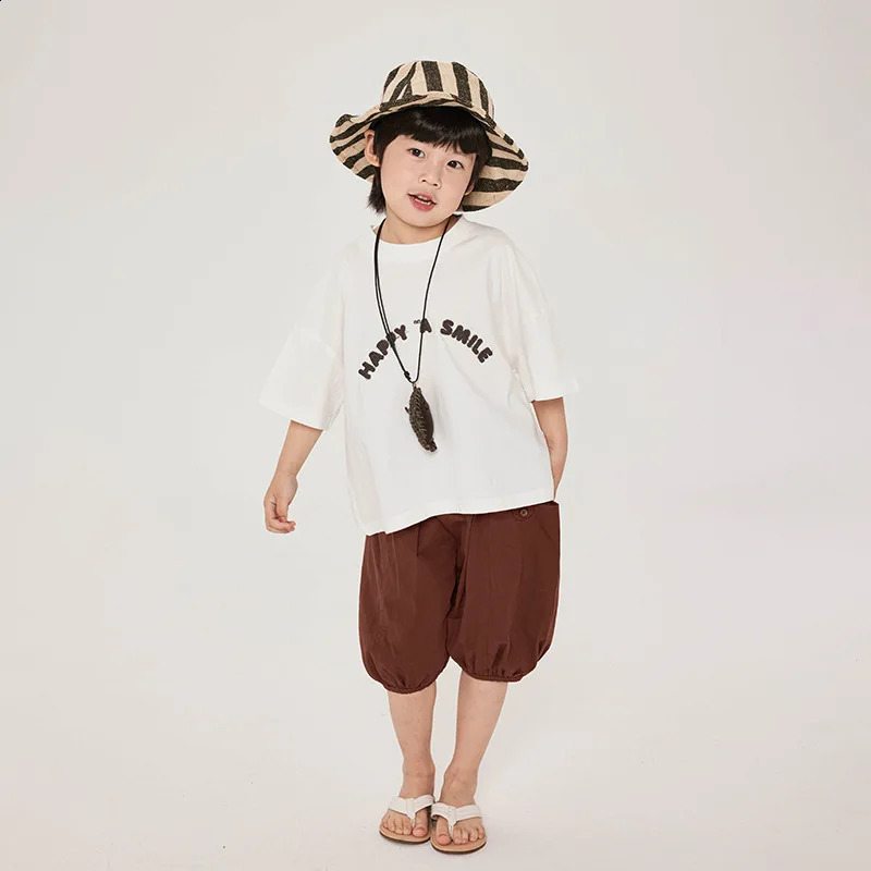 Boys summer short sleeve T-shirts Kids cotton loose casual Tees Korean style Tops 250207
