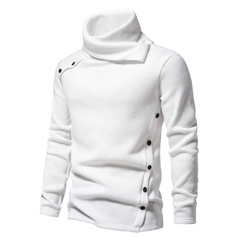 New British Style Mens Hoodies for Spring and Autumn Season Pile Up Collar Pullover Solid Color Top Trend W250207