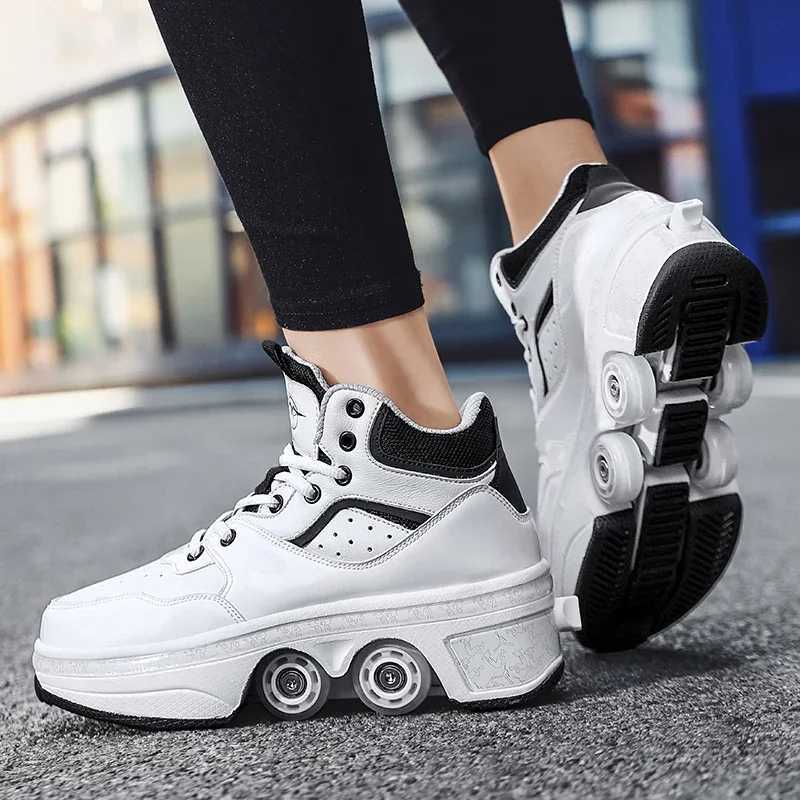 Deformation Parkour Four Wheels Rounds Of Running Shoes 2024 Casual Sneakers Unisex Deform Roller Shoes Skating Shoes W250207