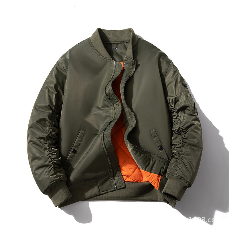 Bomber Orange Pilot Jacket Cotton Mens AutumnWinter Short Hardman American Baseball 250207