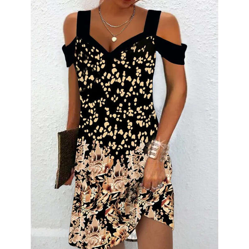 summer hot selg V-neck sexy off shoulder sleeves women's printed slim fit jumpsuit 2024 new casual fashion trend clothing