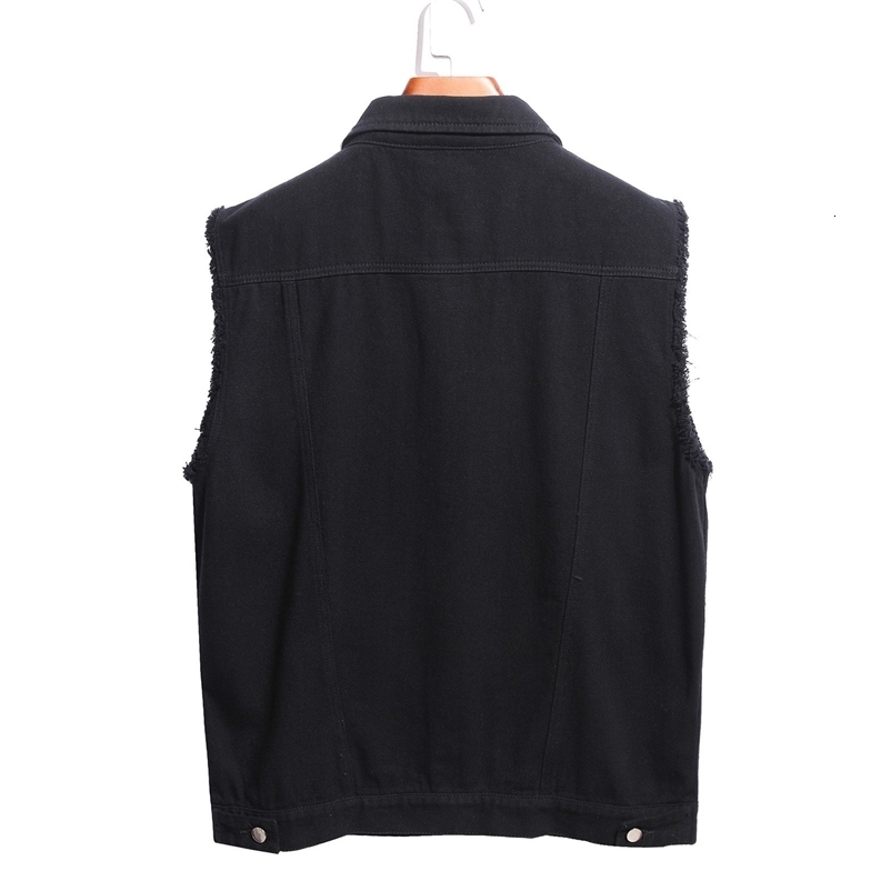 Denim Vest Men Lapel Sleeveless Slim Fit Jacket Retro Ripped Casual Jean Vest For Mens Soild Lightweight 250206
