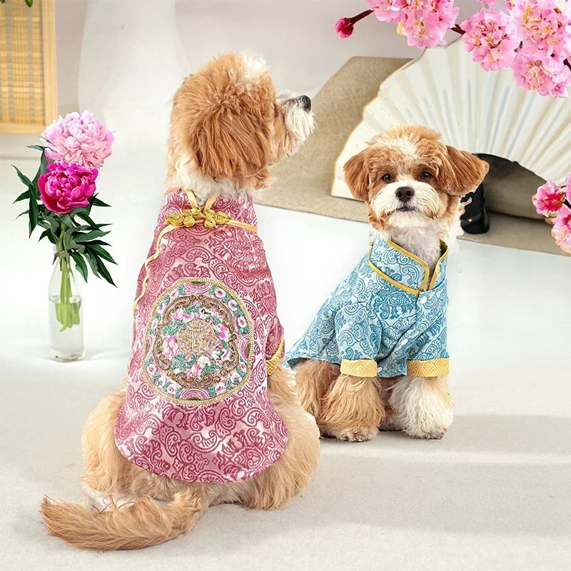 Dog Clothes Chinese Chi-pao for Small Dog French Bulldog Sweatshirt Pet Dogs Cats Jacket Coat Classic Chihuahua Supplies 250206