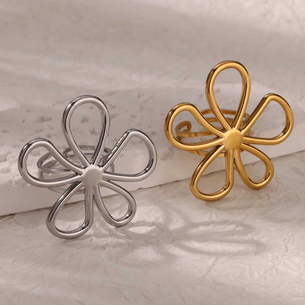 Home>Products>Womens Wreath>Hollow Flower Stainless Steel Ring 2024 Trend Statement>Fashion Jewelry Wedding Couple Band W250207