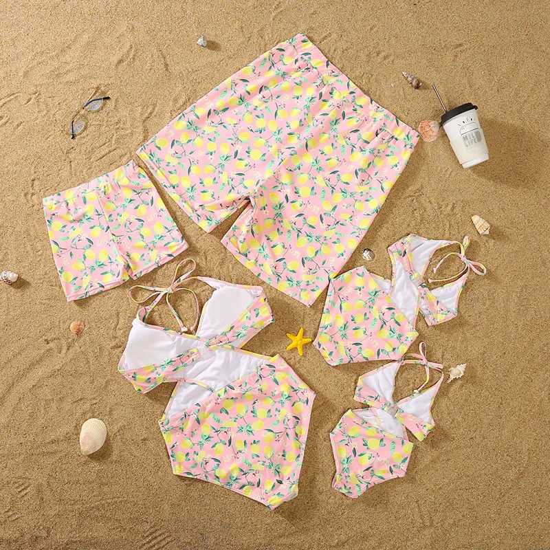 Family Baby Mom and Dad Son Daughter Clothing Fruit Printed Bikini Beach Swimsuit Family Matching Swimsuit W250207