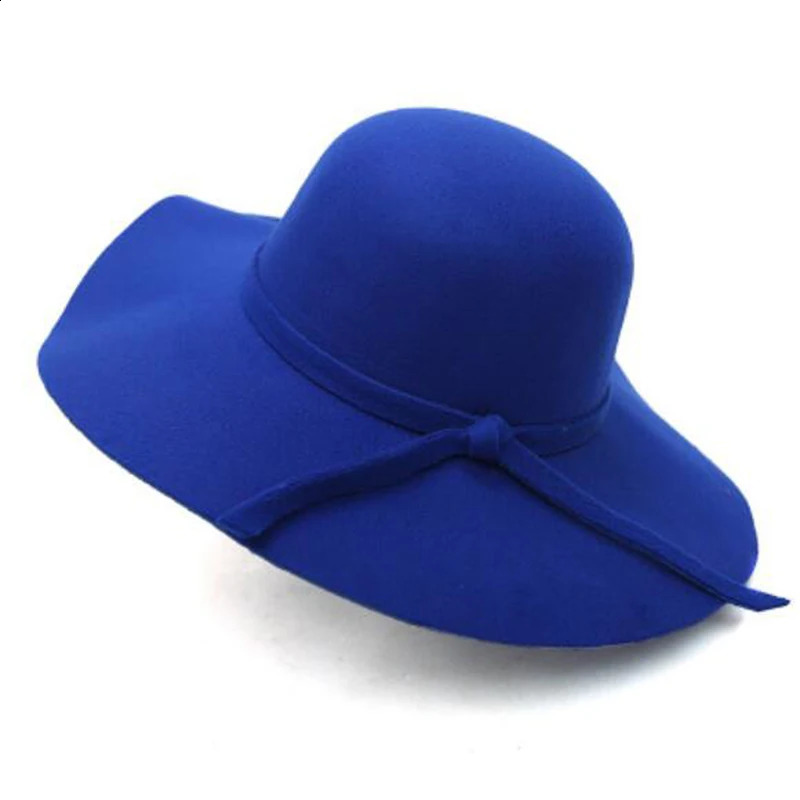 Felt Bowler Hawkins Felt Cap Wide Brim Ladies Trilby Feminino Hat Women Men Jazz Church Godfather Sombrero Caps Wool Fedora Hats 250206