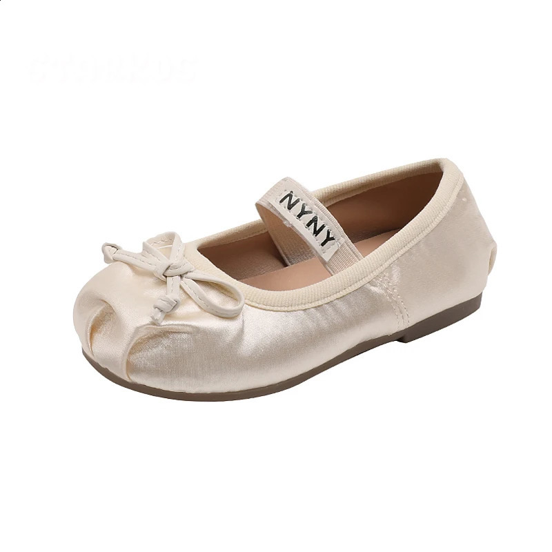 Satin Silk Ballet Shoes Baby Girls Round Toe Bowtie Elastic Band Ballerina Flats Toddler Kids Soft Loafers 250206