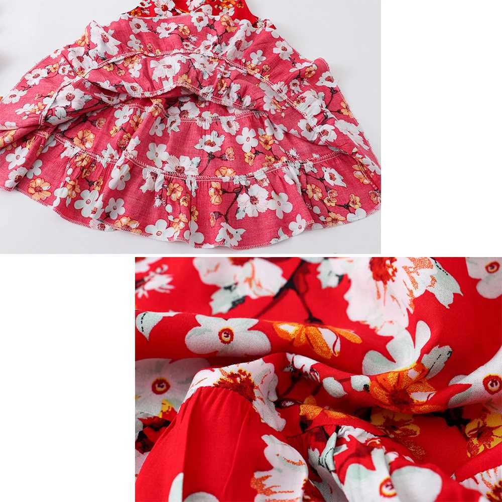 Mother Daughter Matching Dresses Family Look Mommy and Me Clothes 2023 Summer Women Girls Outfits Flower Printed Dress W250207