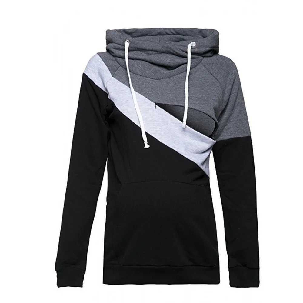 Pregnant womens sports shirts womens care pregnant womens long sleeved hoodies feeding hoodies pregnant womens long sleeved collar sports shirts W2502