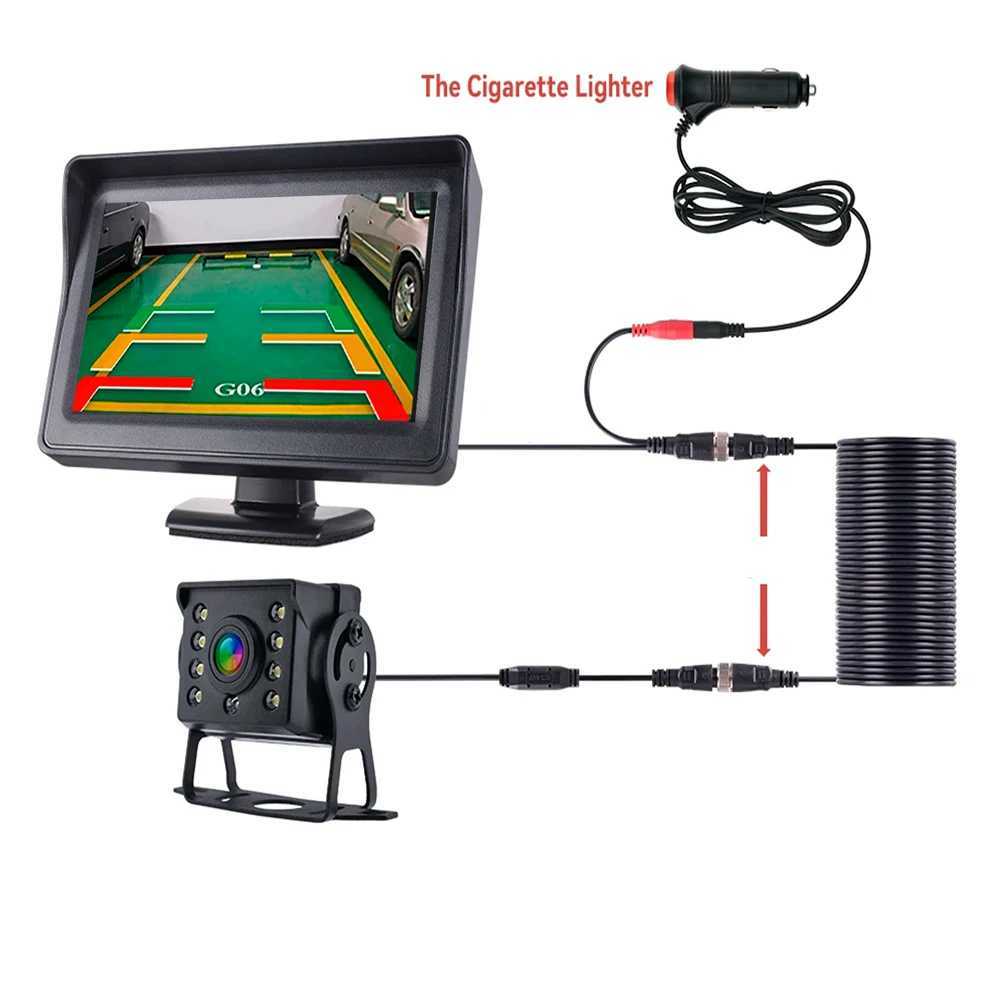 Car DVRs Car Rear View Camera Wide Degree 4.3 TFT LCD Display or Monitor Waterproof Night Vision Reversing Backup 2In1 Parking Revere car dvr H250206