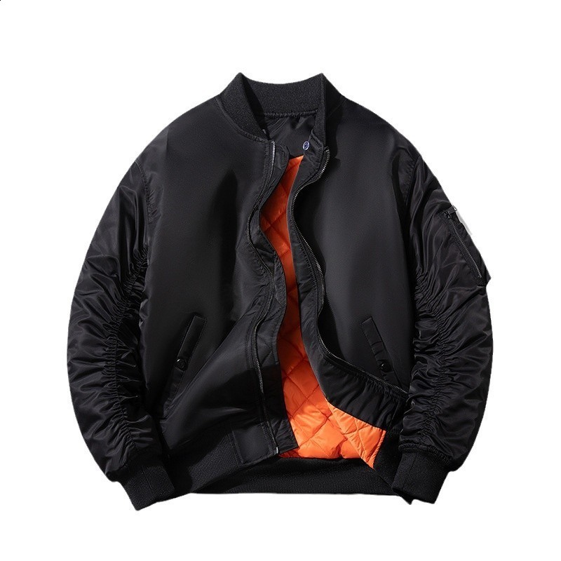 Bomber Orange Pilot Jacket Cotton Mens AutumnWinter Short Hardman American Baseball 250207