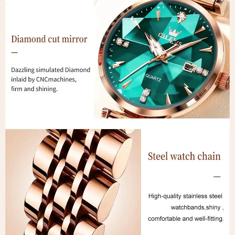 OLEVS 5536 Womens Watch High Quality Elegant Jewelry Waterproof Quartz Watch Rose Gold Womens Watch Reloj Mujer 250121