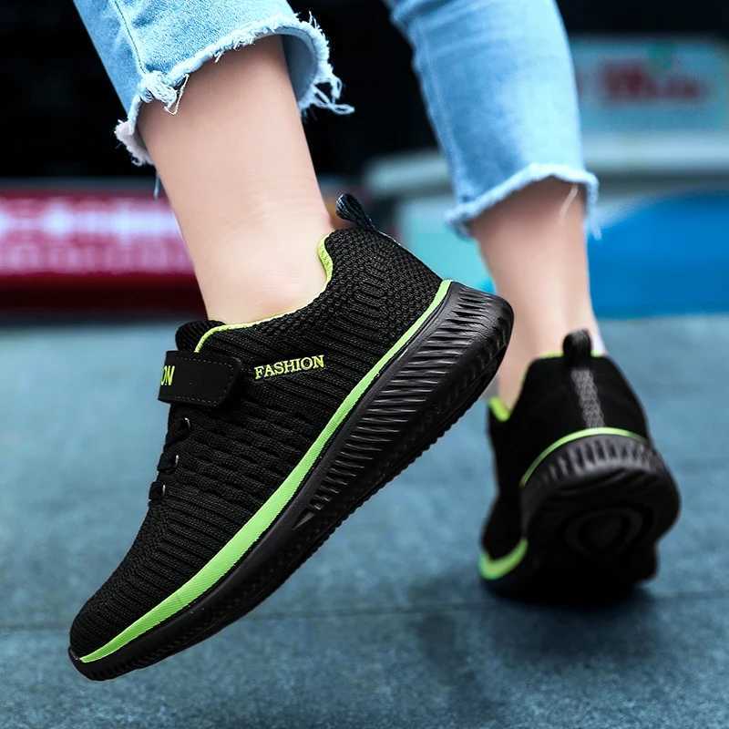 Children Lace-Up Hook Loop Running Sports Boy Girl Breathable Walking Shoes Mesh Sneakers Black Spring Sandals 28-39 Size W250207