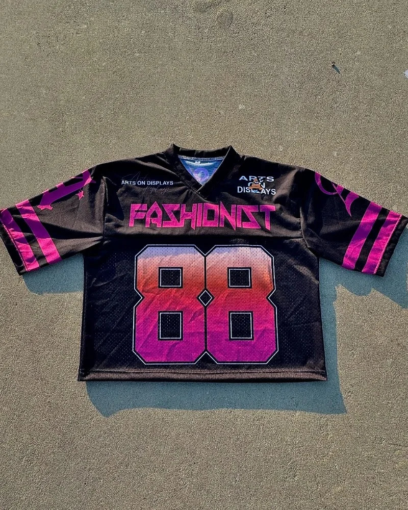 American hip hop V-neck printed shirt for women Breathable quick-drying half-sleeve Y2k top Street fashion oversized T-shirt 250206