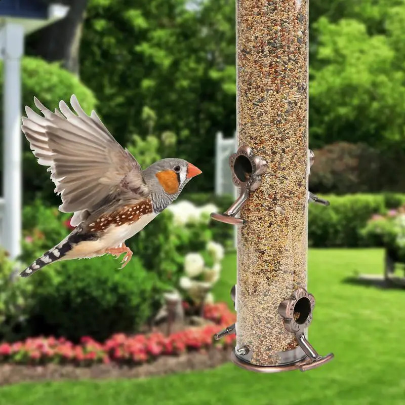 Durable Wild Bird Hanging Feeder Stainless Steel Bird Food Dispenser Container Tubular Anti-rust Outdoor Garden Decor Drop Ship 250121