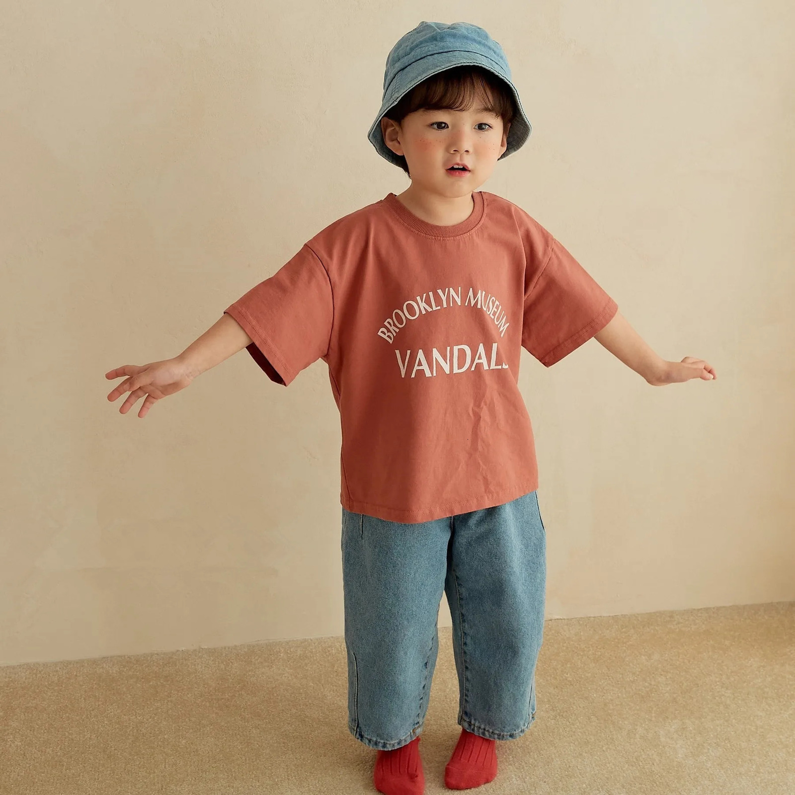 Summer Baby Costume Children Letter Print Short Sleeves Bottoming Shirt Kid Girl Cotton Casual T-shirt Boy Infant Fashion Tees 250207